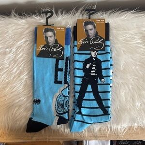 2 Blue Elvis Socks 💙 - Blue & Black Elvis Presley Socks